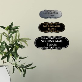 Signs ByLITA Designer No Junk Mail Please Sign (Black) - Small