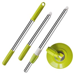 Midremer Extended Spin Mop Replacement Mop Handle, Upgraded 60-inch 360 Degrees Rotating Telescopic Replacement Mop Stick for Spin Mop Bucket Cleaning System Floor Cleaning (Plastic Disc, Green)