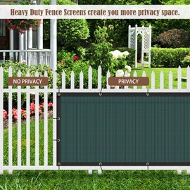 Weidear Privacy Fence Screen, 3x149FT Patio Privacy Screen, 160 GSM Shade Cloth Netting Mesh with Chain Link Cable Zip Ties, Fence Covering for Outdoor, Balcony, Yard, Panel, Garden,Wind- Green