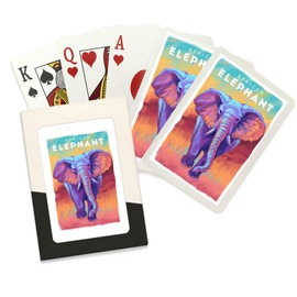 Lantern Press Elephant (African), Vivid (52 Playing Cards, Poker Size Card Deck with Jokers)