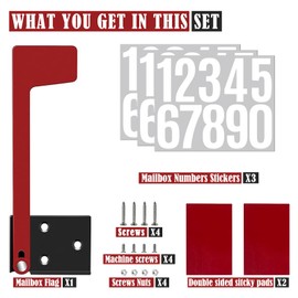 Professional Mailbox Flag Replacement Kit with Mailbox Numbers, Red Galvanized Steel Mailbox Flag for Wall-Mount and Post-Mount Mailbox，Upgrade Sinking-Fixed Design and Multiple Installation Methods