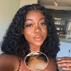 Wear and Go Women's Natural Wig Pre Cut Lace 4x4 Wig Precut Precut Pre Cut Pre Cut Pre Cut Pre Cut Pre Cut Wig I Know a Deep Curly Bob Wigs 12 Pure Glueless Bob Wig