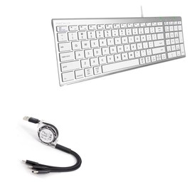 BoxWave Cable Compatible with Macally Compact Wired Keyboard - AllCharge miniSync, Retractable, Portable USB Cable - Jet Black