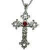 Large Gothic Cross Necklace silver-tone pendant on 24" steel chain
