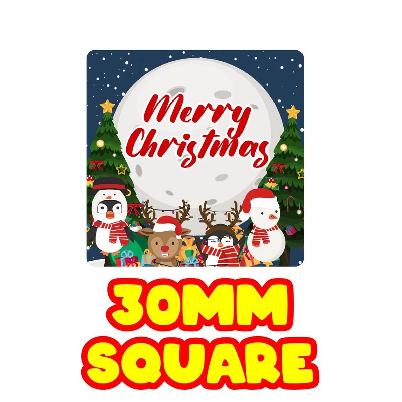 144 Christmas Countdown Advent Number Square Stickers 30mm Glossy Stickers