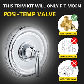 Pressure Balancing Tub and Shower Trim Kit, Compatible with Moen Posi-Temp Valve, Chrome