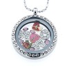 Medium Round Crystal Necklace Floating Charm Locket with Bamboo Chain