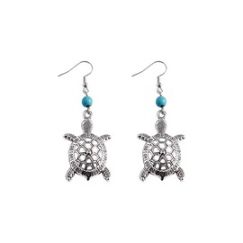 Turtle Dangle Drop Earrings Vintage Hollow Sea Turtle Earrings Cute Marine Animals Turtles Earring Turquoise Turtles Earring Summer Ocean Beach Jewelry for Men and Women, Large, Copper, No Gemstone
