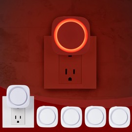 Fusunloh Red Night Lights Plug in to Wall,4 Packs Dimmable Night Light with Auto Dusk to Dawn Sensor,Soft Glow Night Light for Bathroom, Bedroom,Hallway, Stairs, Kitchen,Red