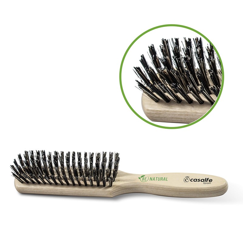 Wooden Brush with Boar Bristle - Rectangular - Ideal for