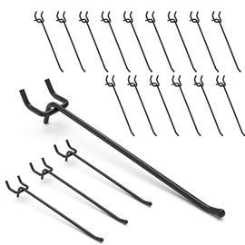 BFPeaky Heavy Duty Pegboard Hooks 8 Inch - 50 pcs Peg Board Hooks for Hanging, Black Metal Pegboard Organizer Accessories Garage, Workshop, Home, and Store