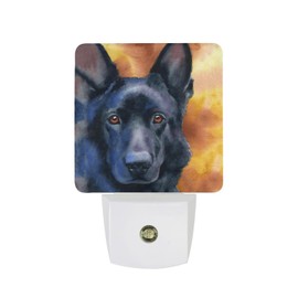 Black German Shepherd Dog Cute LED Night Light Small Plug Into Wall Dusk to Dawn Sensor Nightlight for Bedroom Hallway Decor