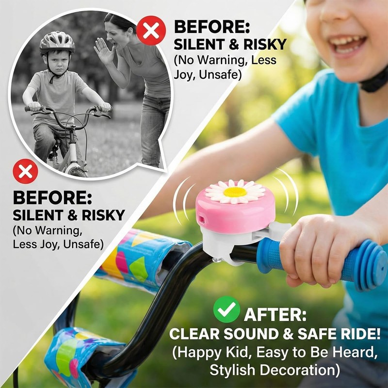 Lotsdonxia Daisy Flower Bike Bell - Loud & Clear Ringing,