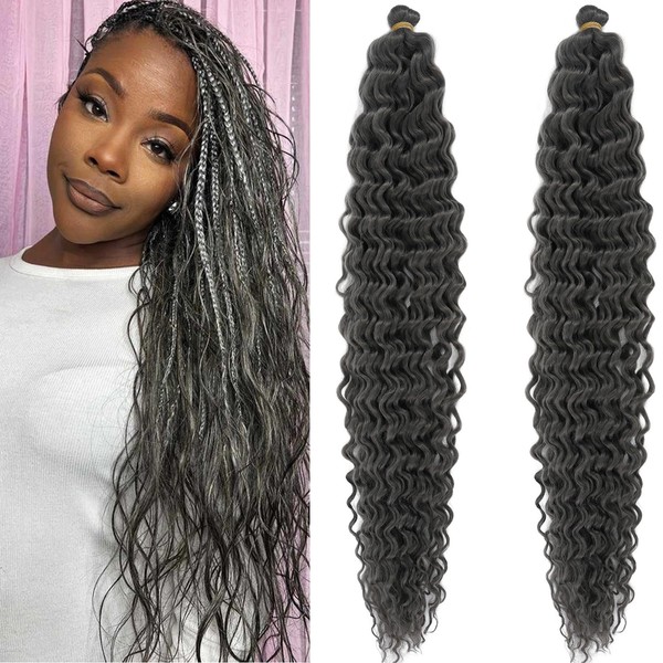 Grey Boho Hair for Braiding Deep Wave Curly Wavy Braiding