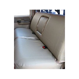 Durafit Seat Covers Made to fit 1999-2007 F250-F550 Rear Bench Seat with Integrated Armrests and Drink Tray Seat Covers in Taupe Leatherette Fabric
