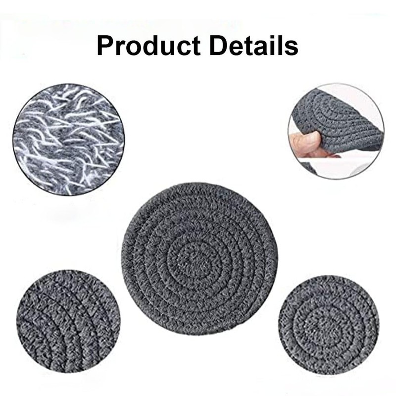 Dark Gray Drink Coasters Set of 6 with Holder Absorbent