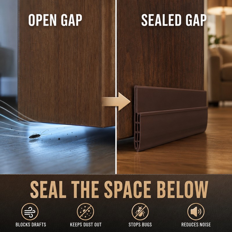 Self-Adhesive Door Draft Stopper Strip, Rubber Bottom Seal for Doors