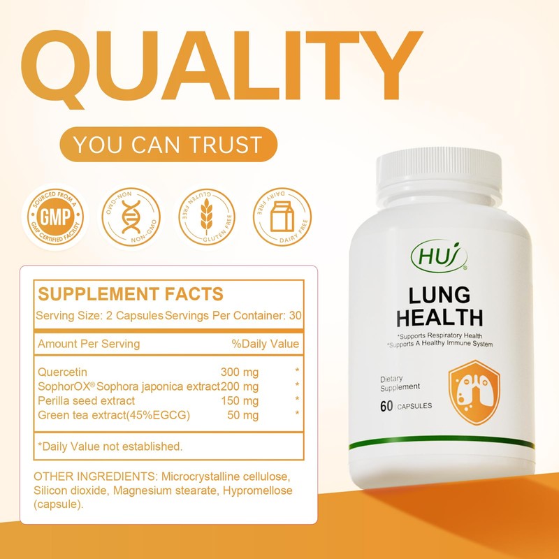 HUJ Lung Health Supplement - Contains Quercetin, Sophora Japonica Extract,