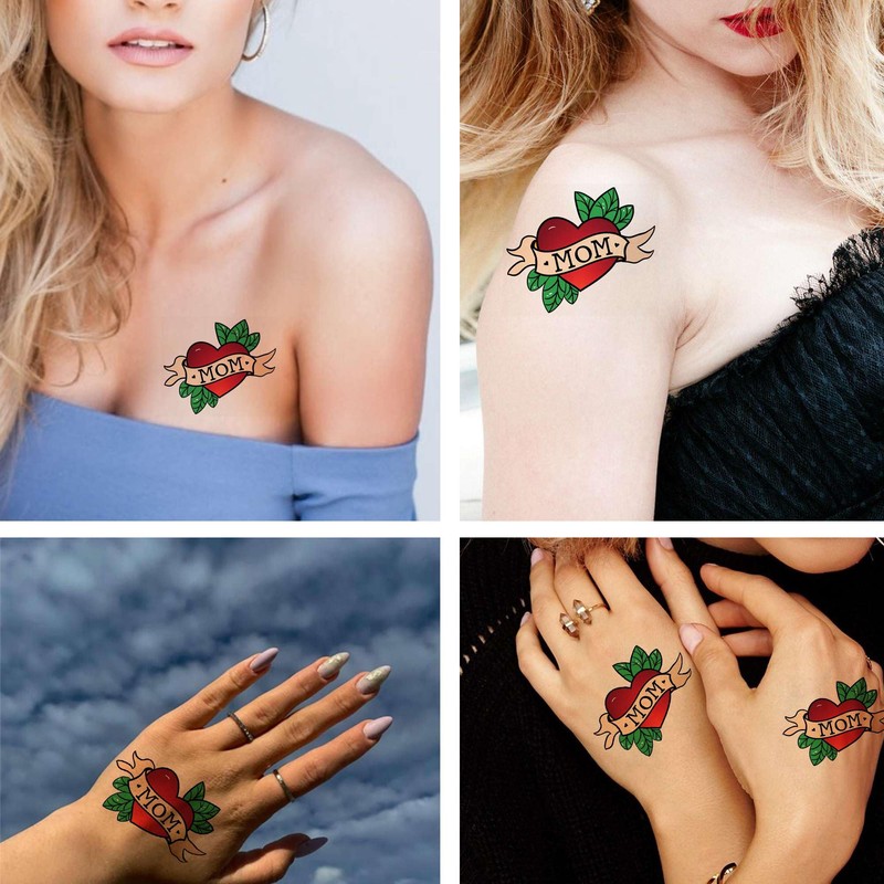 Rose Tattoo 6 Sheets Temporary Tattoos Tattoo Heart Mom Temporary