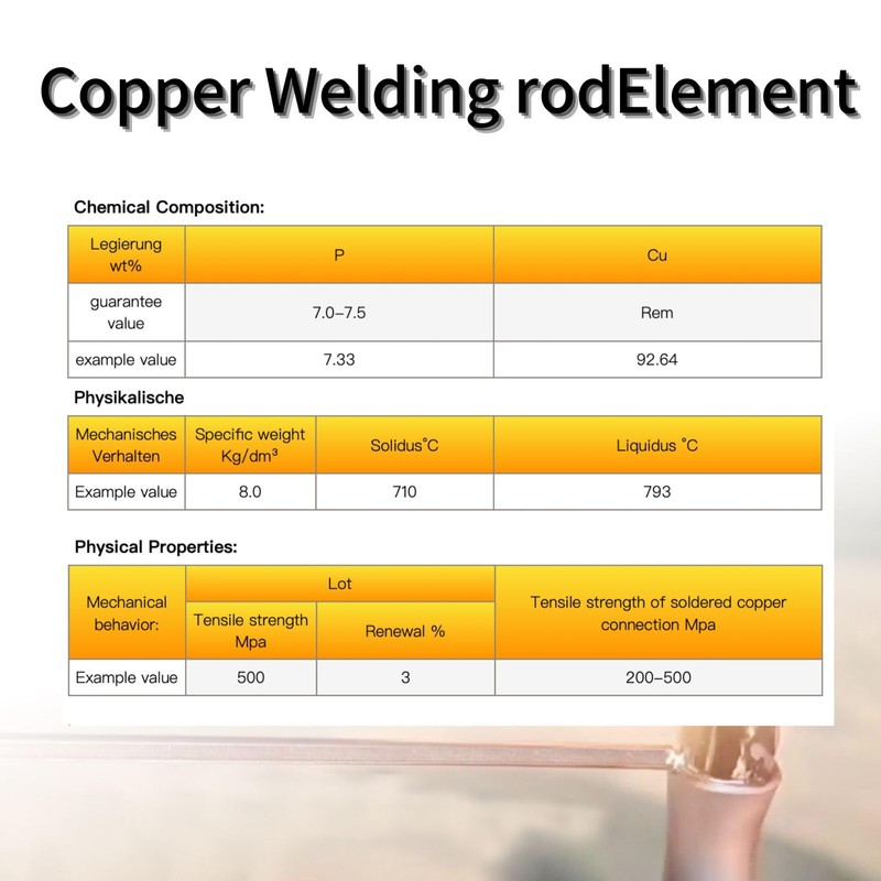 10Sticks Brazing Rods, Phosphor Copper Solder Welding Rods No Need