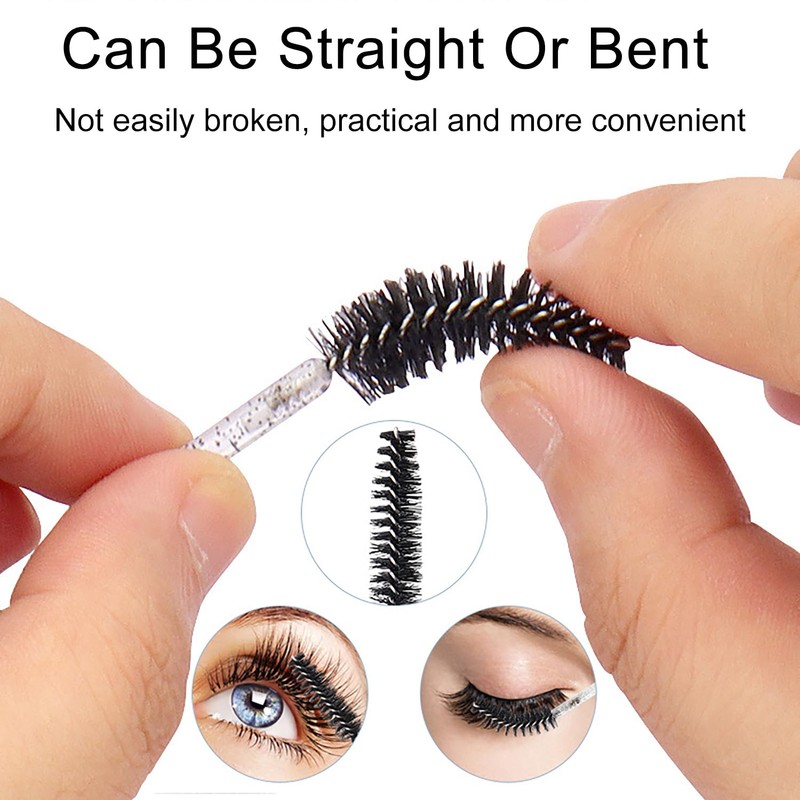 SHUBEIEUMI 50 Pcs Disposable Eyelash Brushes, Disposable Mascara Wands, Eyelash