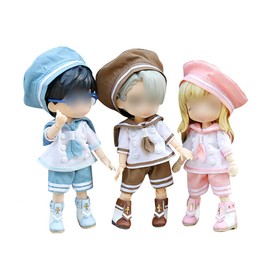 HIGHAWK OB11 OB11 Obitsu Doll for 4.3 inches (11 cm) Body, Sailor Uniform, 12 Minutes Bid P9, For Dolls, Navy, Obitsu Body, 3 Piece Set (Light Blue)