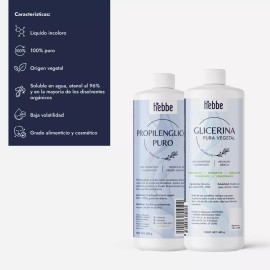 Hebbe Cosmetics Glicerina + Propilenglicol Cosmetico Alimenticio 500 Ml