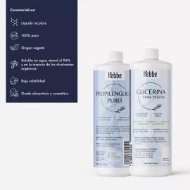 Hebbe Cosmetics Glicerina + Propilenglicol Cosmetico Alimenticio 500 Ml