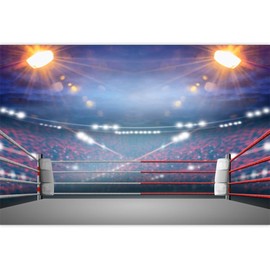 Leowefowa 7x5ft Vinyl Wrestling Arena Backdrop Boxing Stage Photography Background Sport Theme Birthday Party Decorations Man Boys Child Kid Birthday Supplies Portrait Photo Studio Props