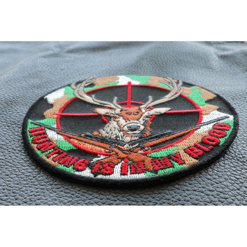 Deer Hunter Patch - 4x4 inch. Embroidered Iron on Patch