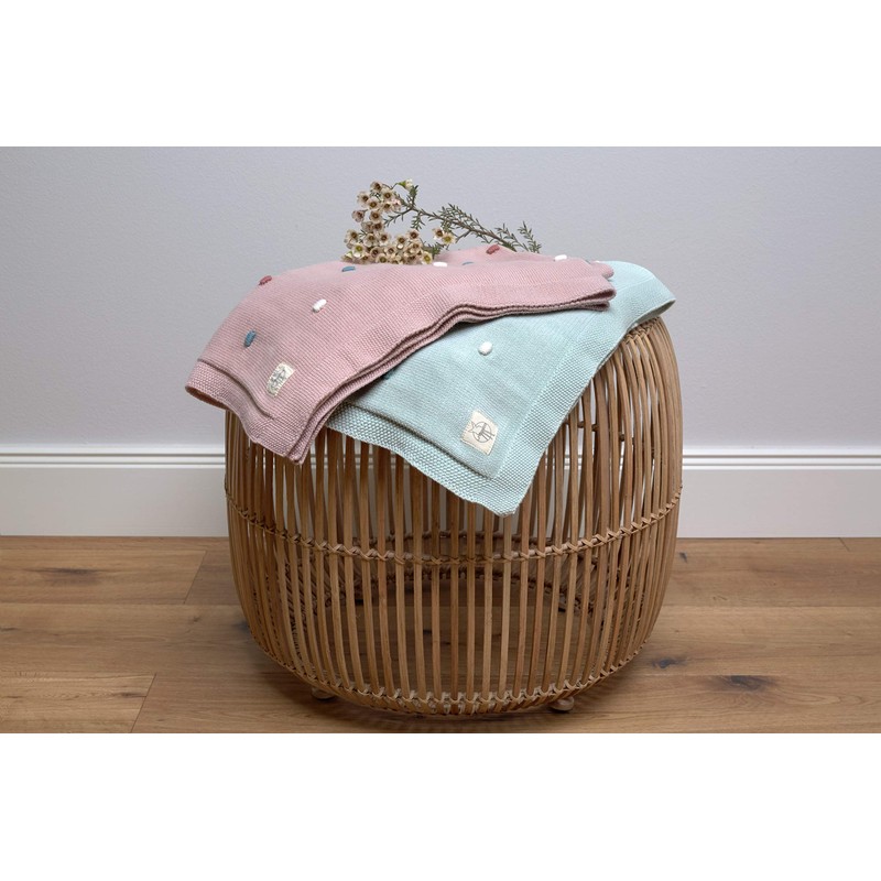 LÄSSIG Baby’s Knitted Blanket - 100% Organic Cotton, GOTS-Certified mint