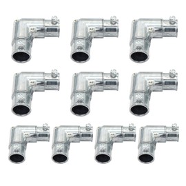 Qlvily 10 Pieces 1/2 Inch EMT to EMT 90 Degree Inside Corner Pulling Elbows, Electrical Metallic Tube Zinc Die Cast Elbow Capped Coupling, Combo Head Set Screw