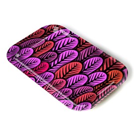 HMP Rolling Trays – Smooth Non-Stick Surface, Easy to Scoop & Clean, Mess-Free Design Trays, Durable Lightweight Aluminum Core, Compact & Portable, Ideal for Home, Travel, Outdoor - Pink Leaf, Small