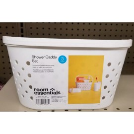Room Essentials Shower Caddy Bath Storage Organizer Basket White 3 Piece Set