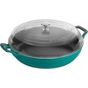 STAUB Sauté Pans Cast Iron 3.5-qt Braiser with Glass Lid-Turquoise