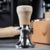 KNODOS 58.5mm Spring Loaded Espresso Tamper with Maple Handle –