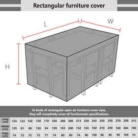 Bemece Garden Furniture Covers, Outdoor Furniture Covers Waterproof with Air Vent, Upgraded 420D Oxford Outdoor Patio Rectangular Cover, Anti-UV, Tear-Resistant, 123 * 61 * 72cm