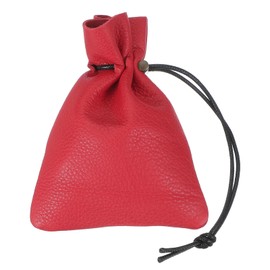 uxcell 1 Pcs Drawstring Bag, Leather Coin Purse, Change Purse for Women, Men's Leather Bag, for Jewelry, Keys, Coin Storage(Red)