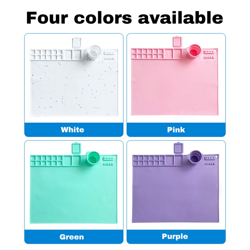Silicone Painting Mat Washable Art Mat with Foldable Water Cup