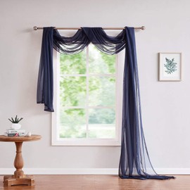 Warm Home Designs Extra Long Navy Blue Sheer Window Scarf. Valance Scarves are 54 X 216 Inches. Great As Wedding Arch Draping Fabric, Bed Canopy Or for Decorative Project. AM Navy 216"