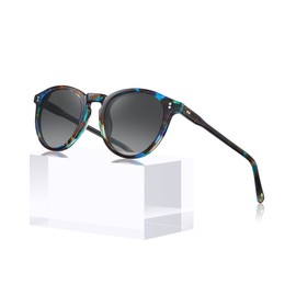 CARFIA Round Polarized Sunglasses for Women UV Protection Acetate Frame Classic Retro Style CA2302