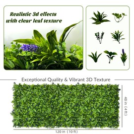DOPGIB Greenery Grass Wall Boxwood Plant Roll: 48"x120"（40SQFT） with UV Resistant Leaves Artificial Ivy Privacy Hedge Fence Screen for Backdrop,Garden and Indoor Outdoor Plant Wall Panel Covering