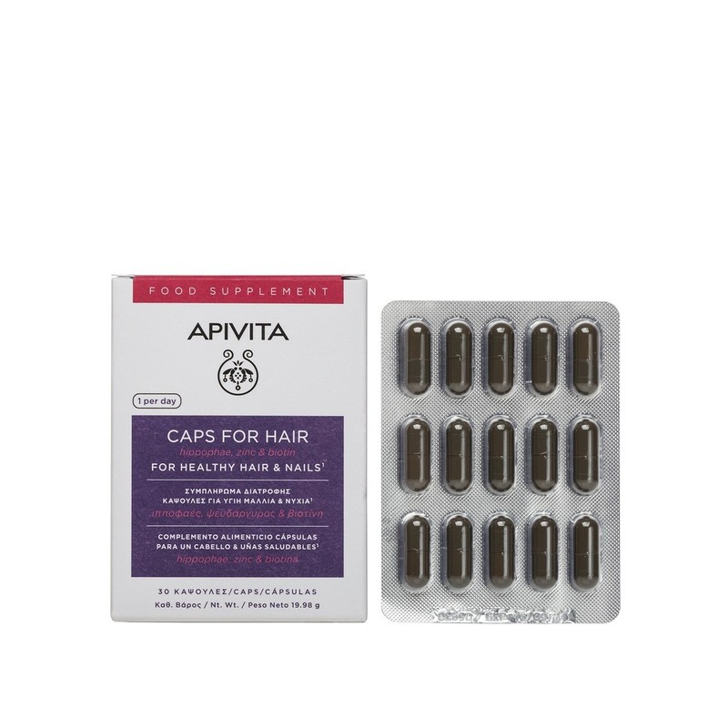 Apivita Caps For Hair Hippophae Zinc & Biotin, 30Caps