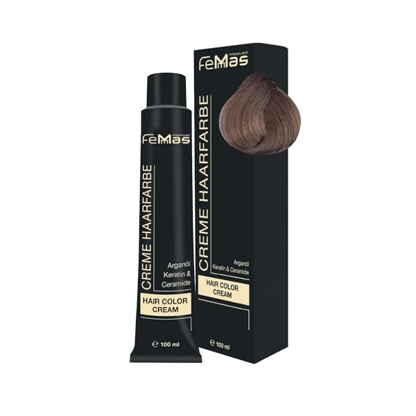 FemMas Haarfarbe Hellblond Sand 8.7 I Professionelle Creme Haarfarbe mit