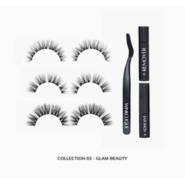 WinkClique Mini Starter Kit - Collection 03 - Complete DIY lash Kit With 3 Bold Glam Lash Styles