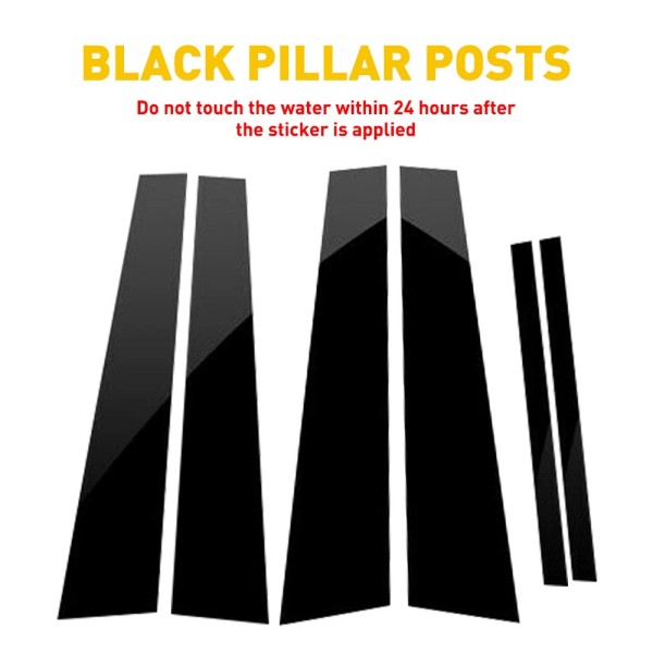 autoaccessdepot 6PCS Black Pillar Posts Cover Door Trim Window Decal