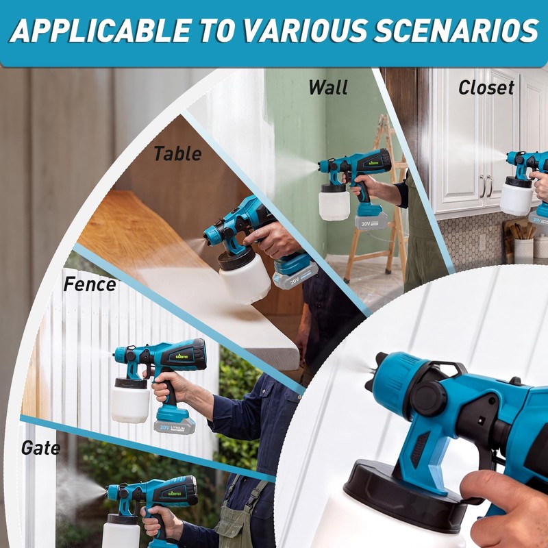 Brushless Cordless Paint Sprayer Electric Spray Paint Gun for for