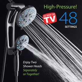 AquaCare Spa Station High Pressure 48-mode Rain & Handheld 3-way Shower Head Combo with Adjustable Arm - Anti-clog Nozzles, Extra-long 6 ft Stainless Steel Hose, Wall Bracket/ORB Bronze Finish