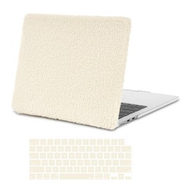 MOSISO Compatible with MacBook Air 13 inch Case 2025-2022 M4 A3240 M3 A3113 M2 A2681 Touch ID, Soft Fluffy Plush Coated Plastic Hard Shell&Keyboard Cover for MacBook Air 13.6 inch Case, Beige