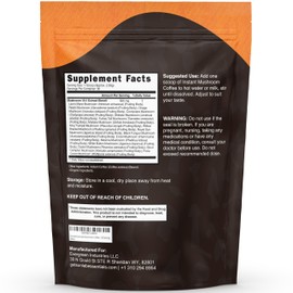 Organic Mushroom Coffee 17 Functional Mushroom Blend (Lion's Mane, Reishi, Chaga, Cordyceps, Turkey Tail & More) Gourmet Arabica Instant Coffee for Immunity, Focus & Energy - USA Made - 30 Servings